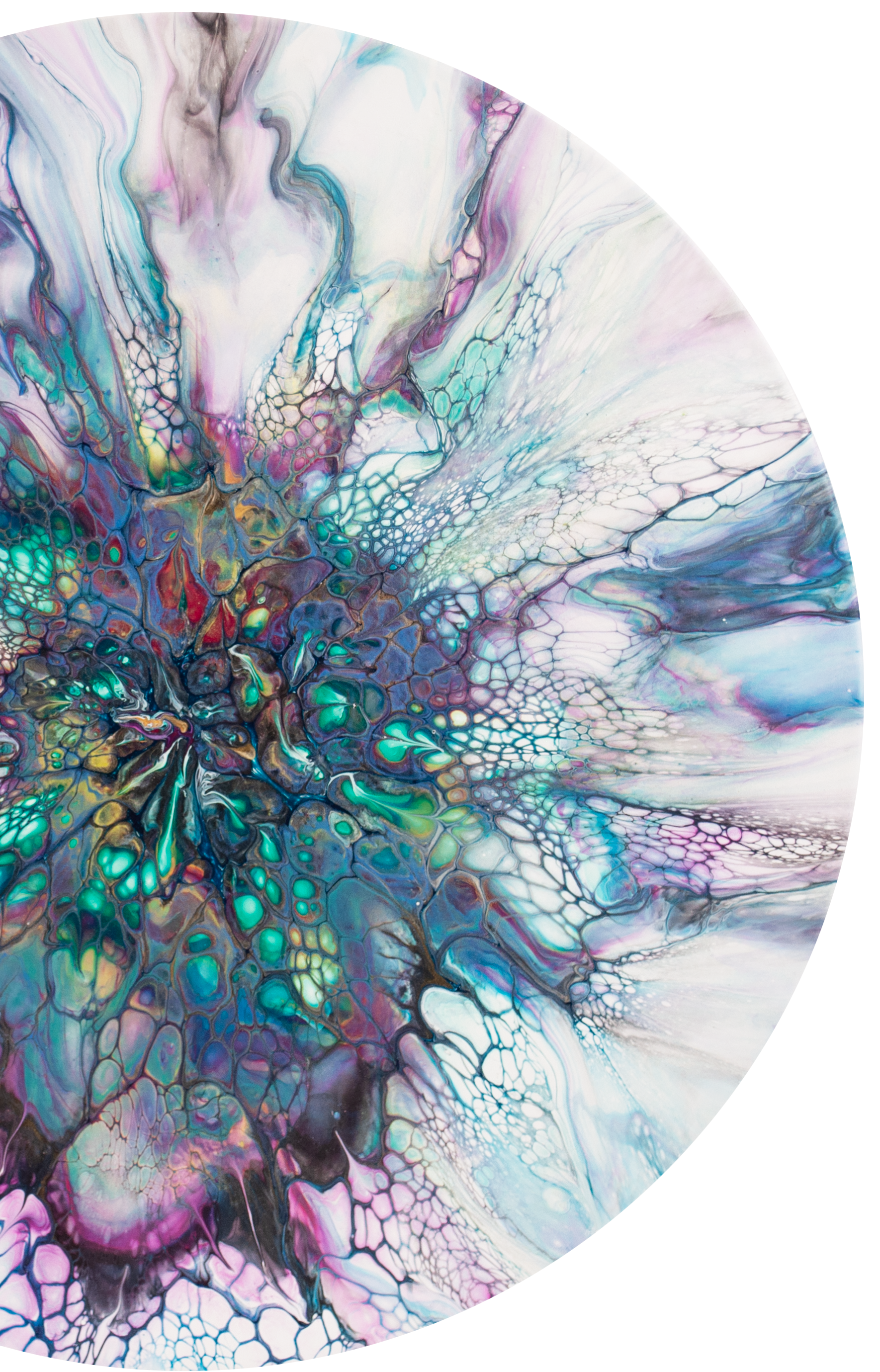 'Bejeweled' Abstract Fluid Art (15 5/8" Wood)