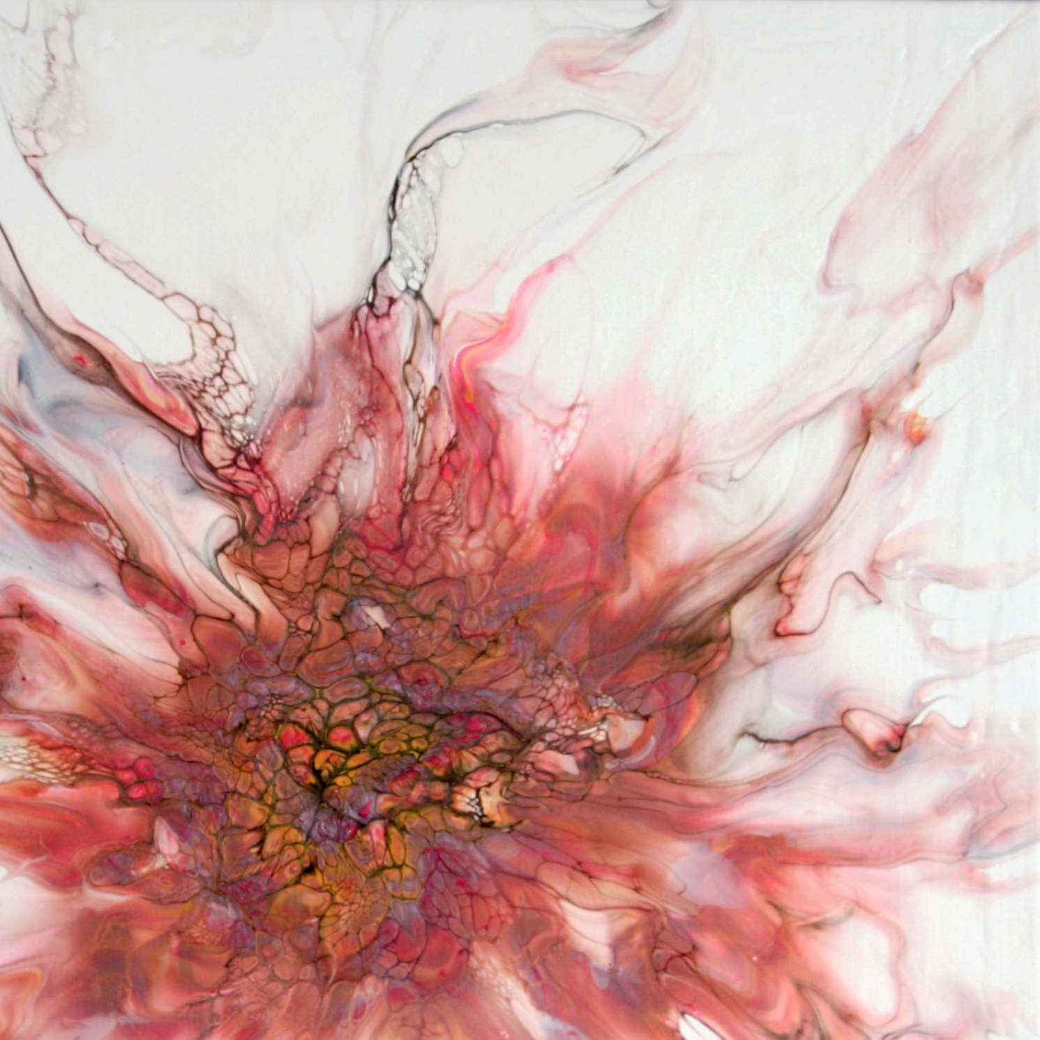 'Dahlia' Abstract Floral Painting (20x20" HP Canvas)