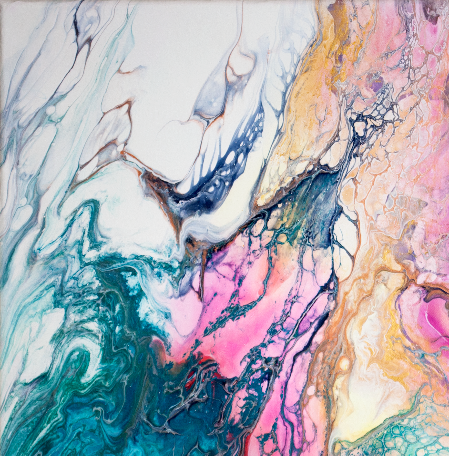 'Marble Swipe' Abstract Fluid Art Painting (20x20" standard canvas)