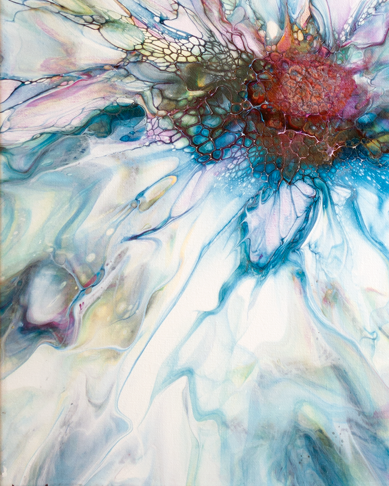 'Echinacea' Abstract Floral Art Painting (16x20" standard canvas)
