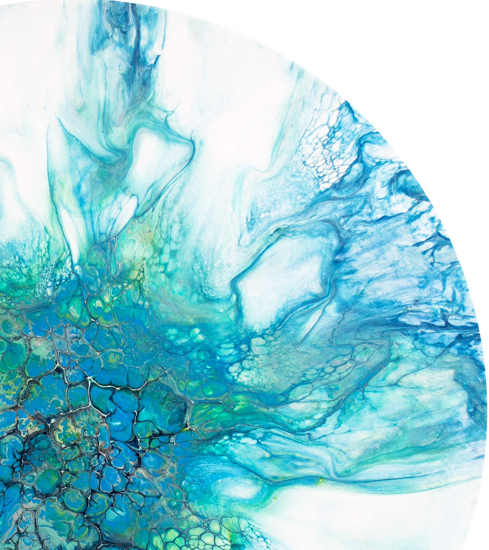 'Blue Hydrangea' Abstract Round Acrylic Art (14.5" round board)