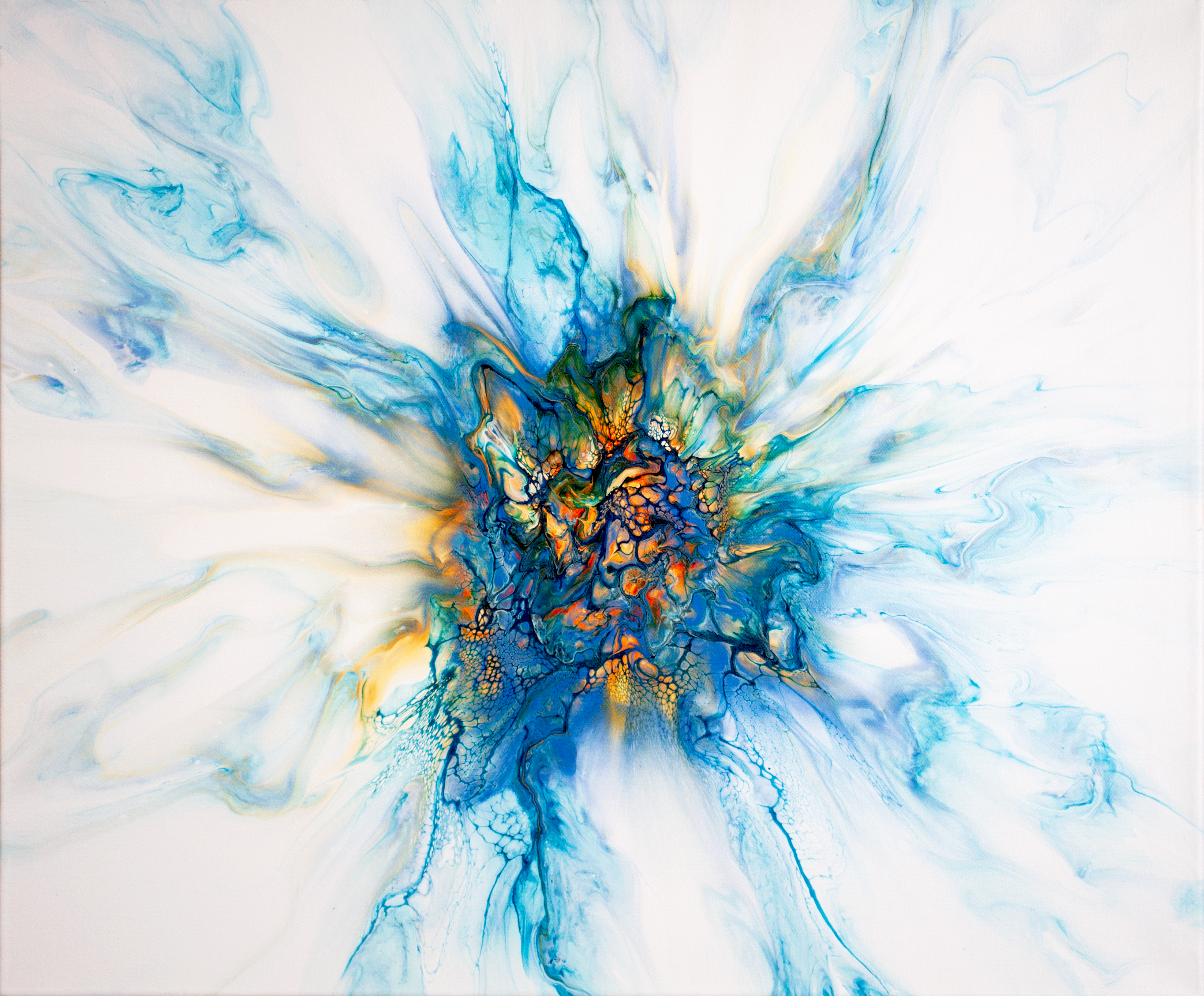 'Picasso Calle Lilly' Abstract Fluid Art (20x24" HP canvas)