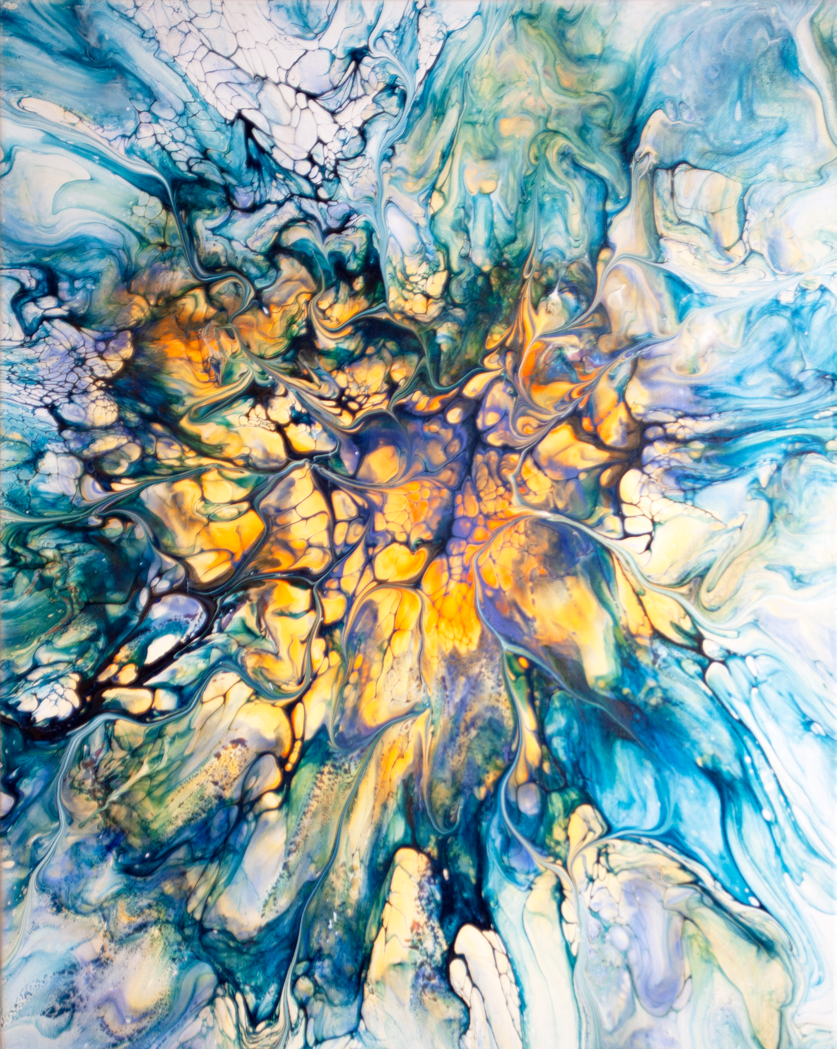 'Phoenix Rising' Abstract Fluid Art (16x20 HP canvas)