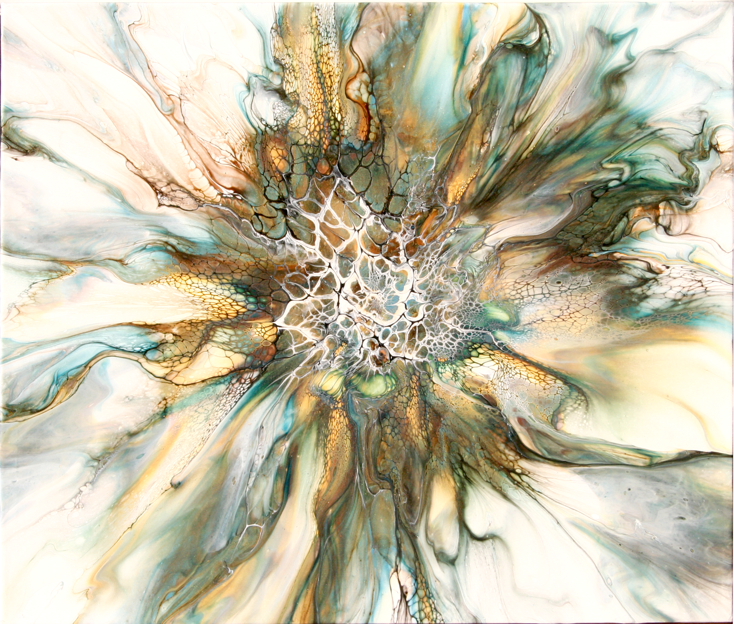'Woodland Splendor' Abstract Fluid Art Painting