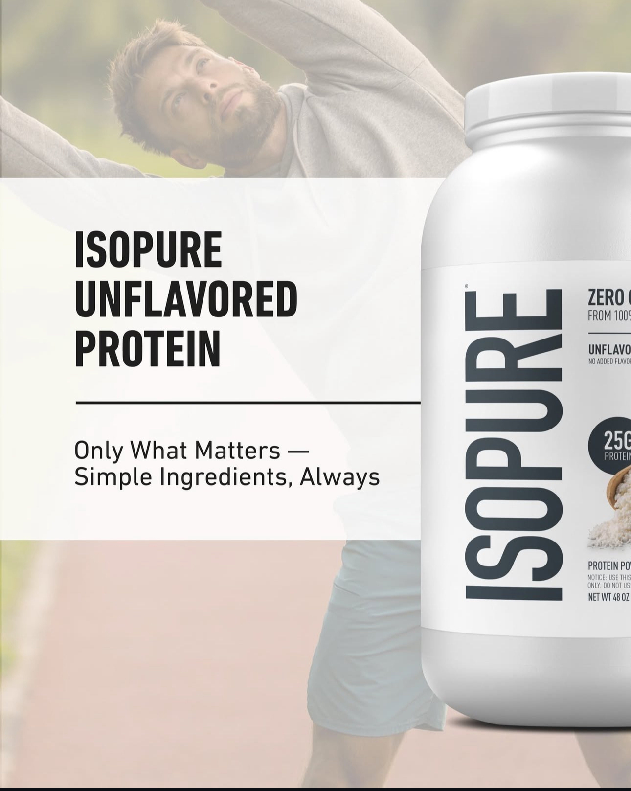 Isopure Zero Carb Protein Powder, Unflavored protein supplement for fitness and nutrition