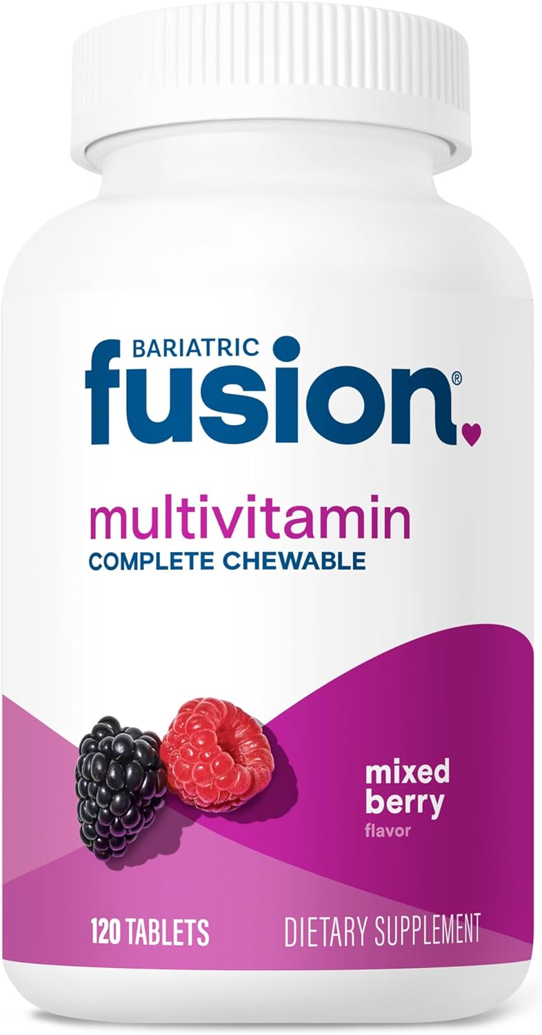 Fusion Bariatric Multivitamin with Iron Complete Chewable | Mixed Berry | Post Bariatric Vitamins for Gastric Bypass and Sleeve Gastrectomy | One Month Supply