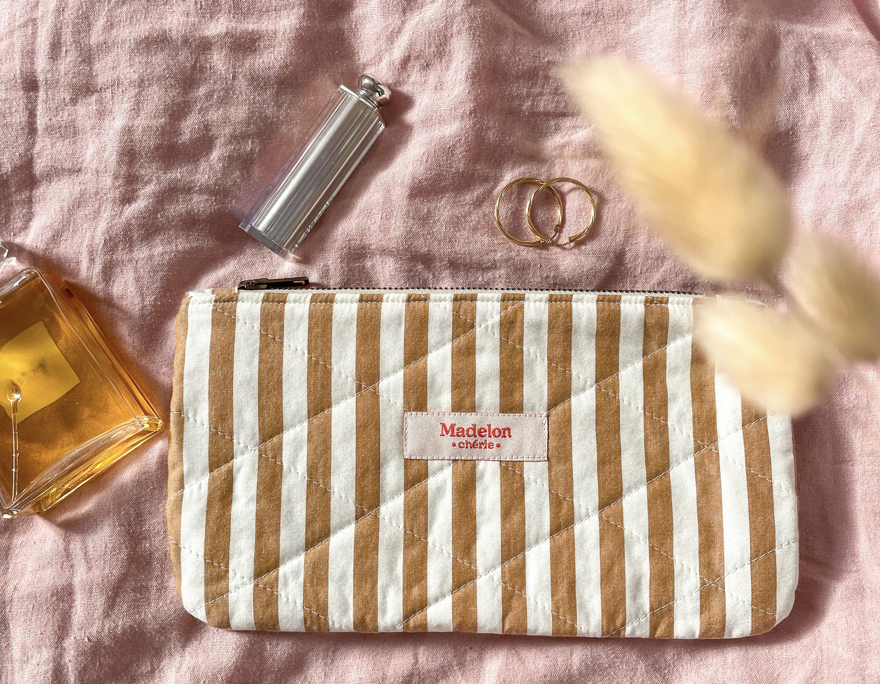 Pochette rayures café