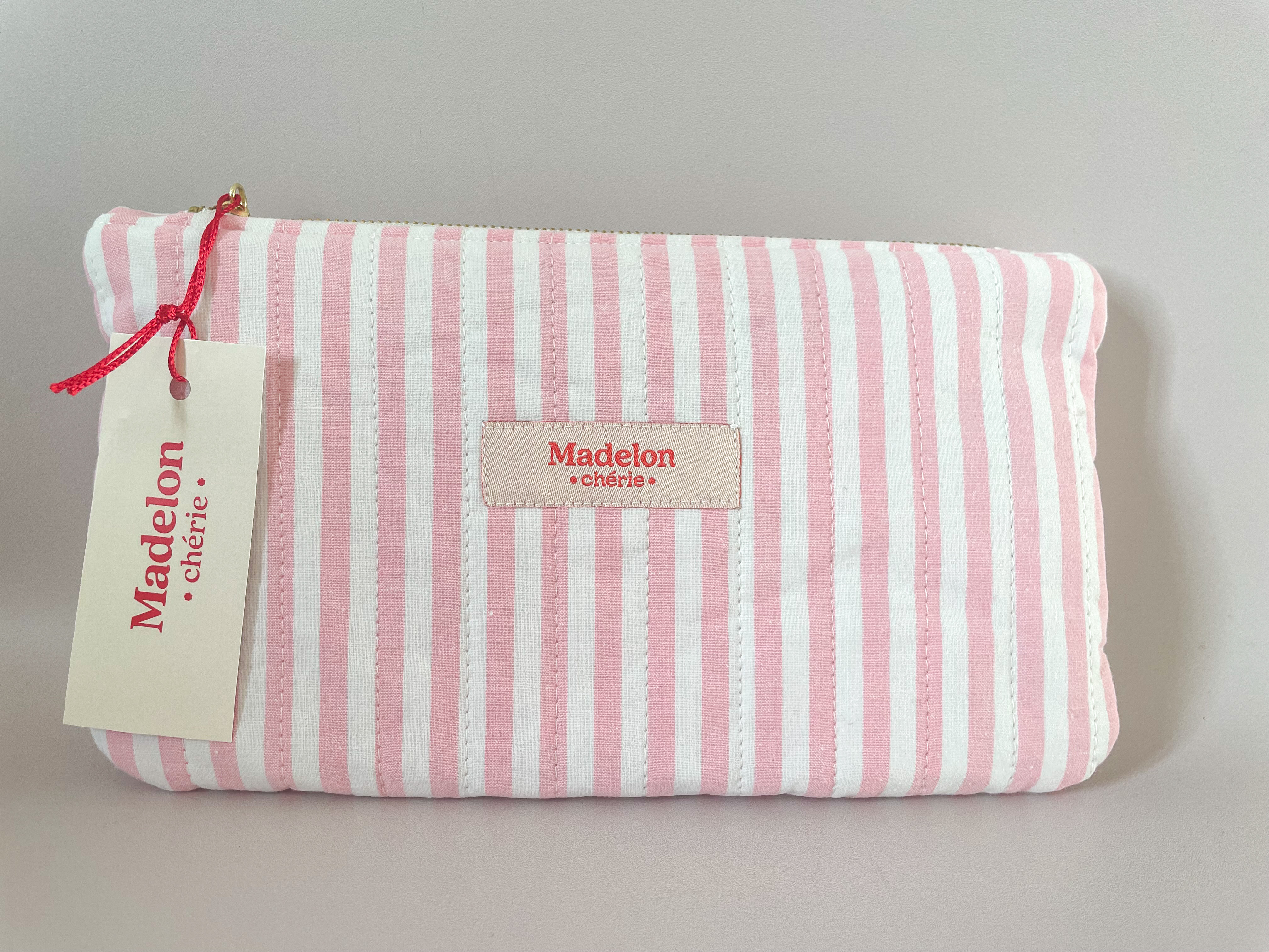 Pochette rayée rose 