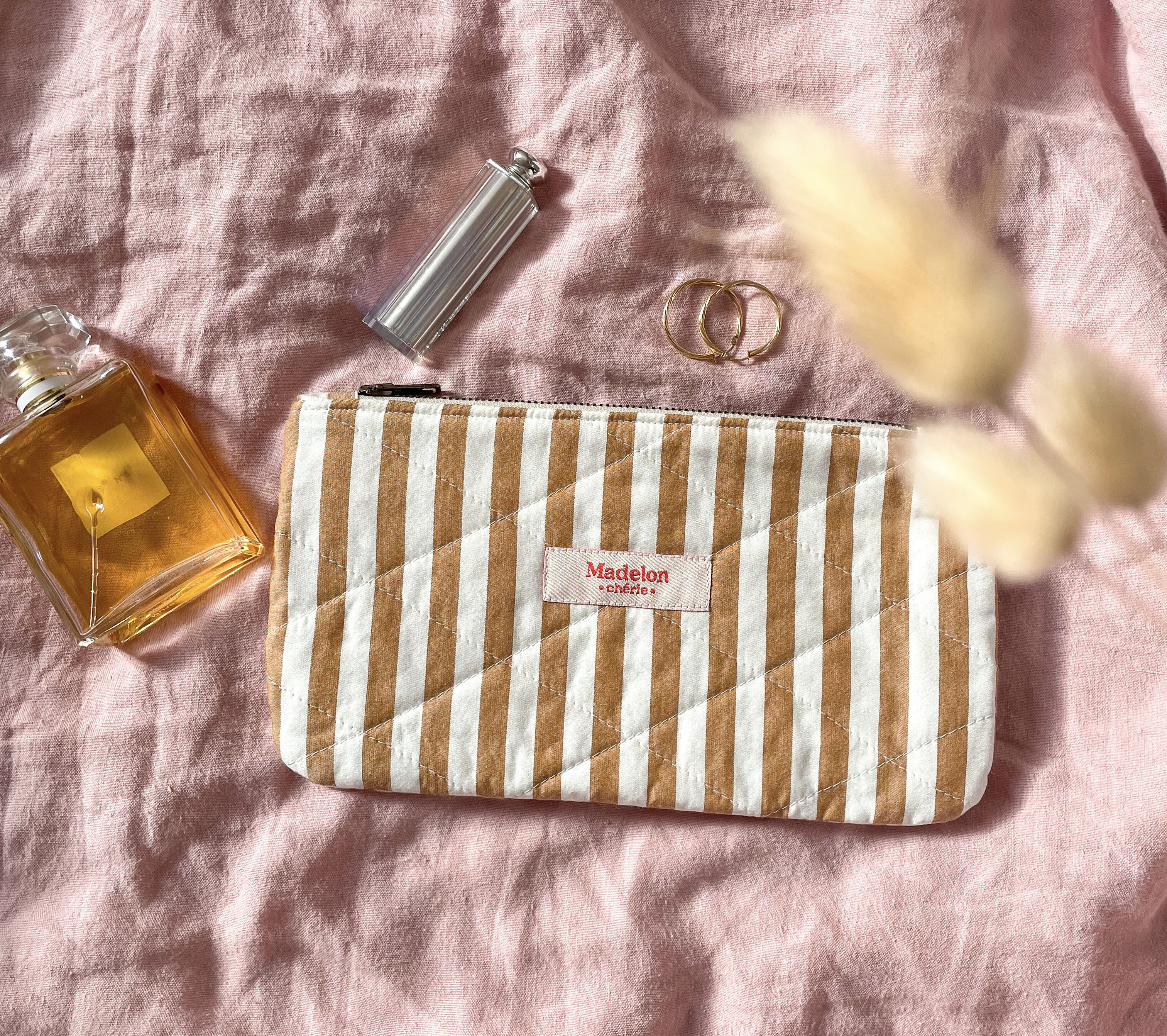 Pochette rayures café