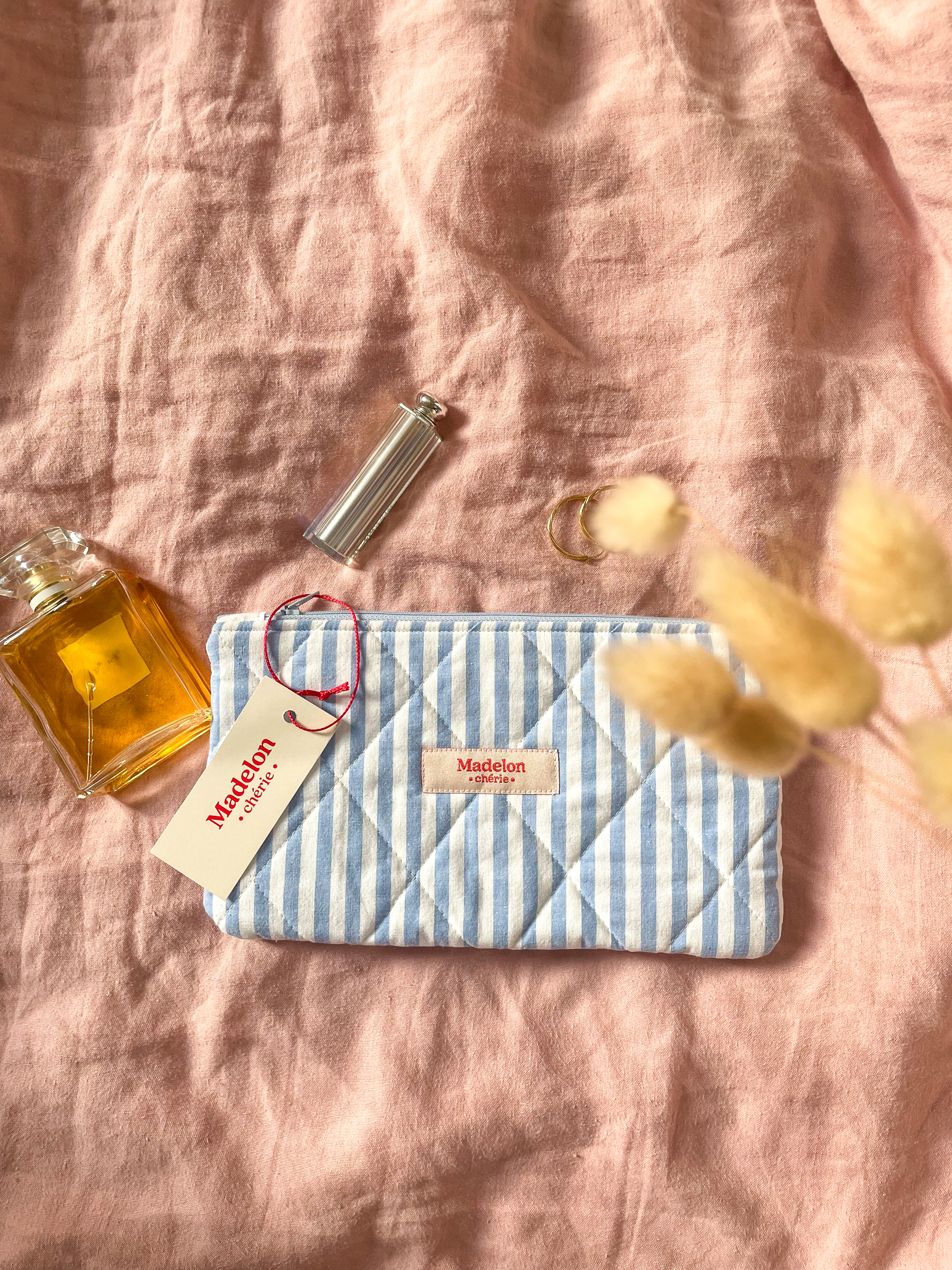 Pochette rayures bleu