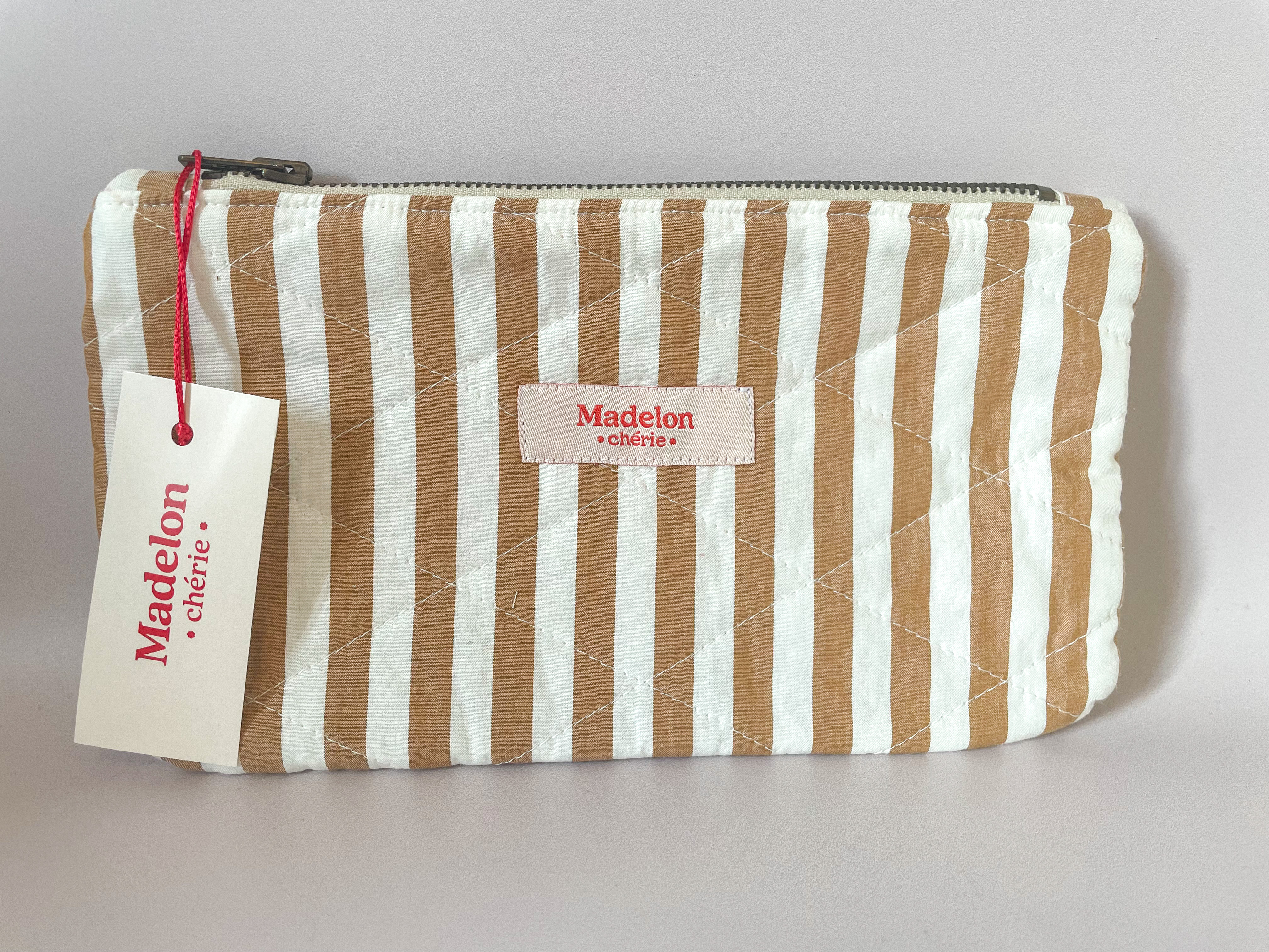 Pochette rayures café