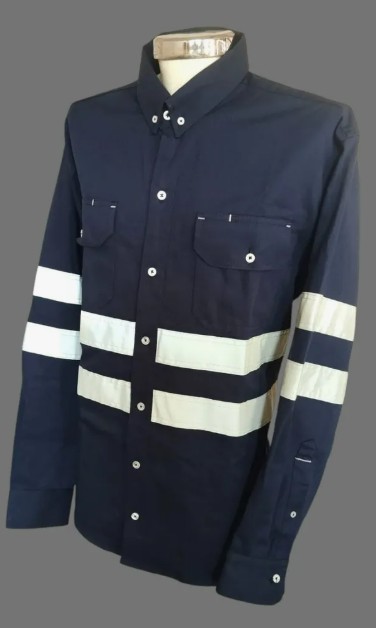 Camisa De Seguridad Industrial Gabardina Reflejante azul