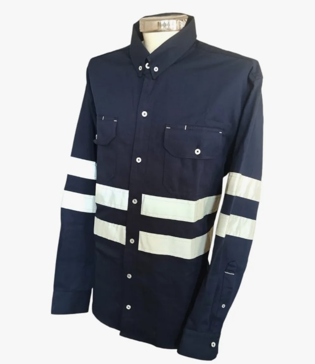 Camisa De Seguridad Industrial Gabardina Reflejante azul