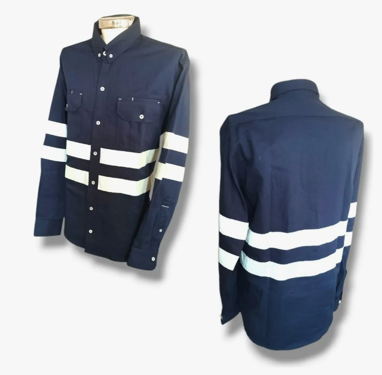 Camisa De Seguridad Industrial Gabardina Reflejante azul
