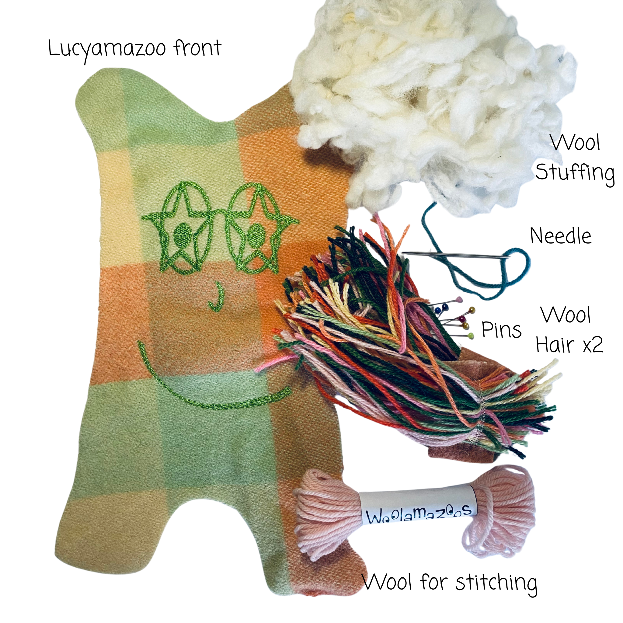 Lucyamazoo kit orange & green with multi-coloured hair