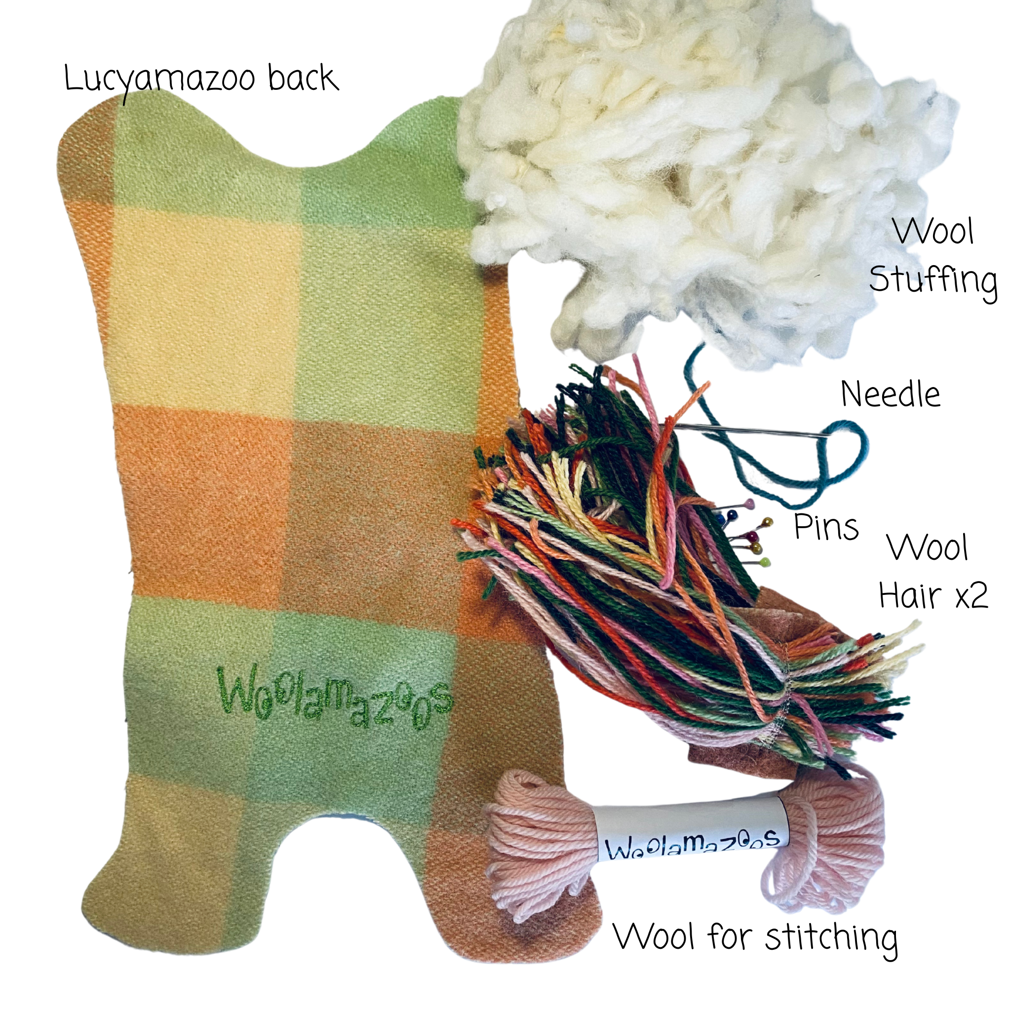 Lucyamazoo kit orange & green with multi-coloured hair