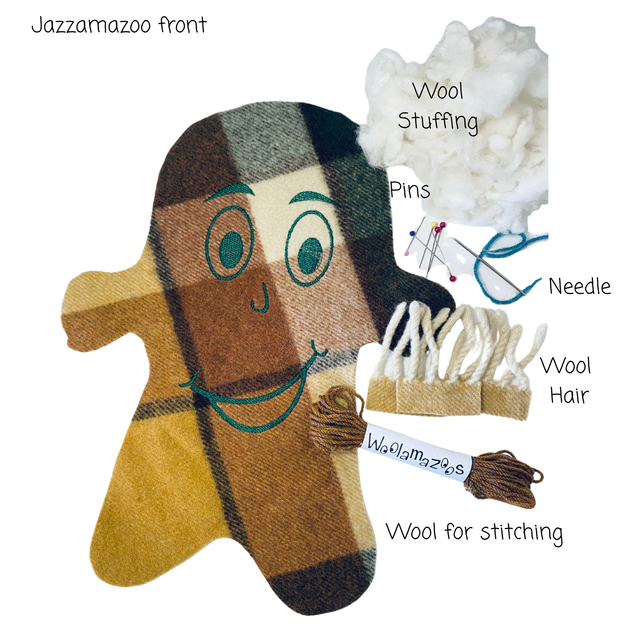 Jazzamazoo kit multi-coloured brown with cream spiky hair