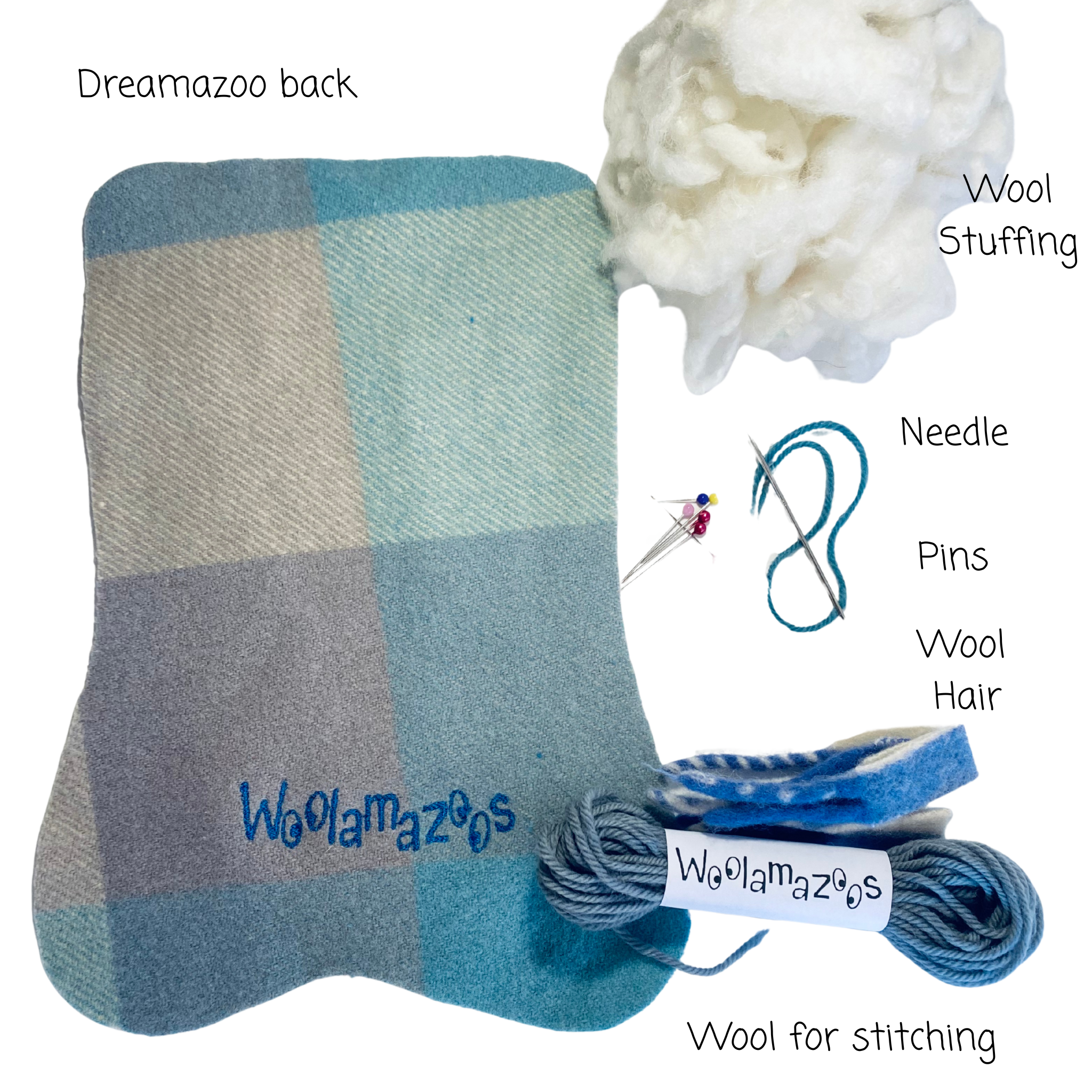 Dreamazoo kit blue with blue & white hair
