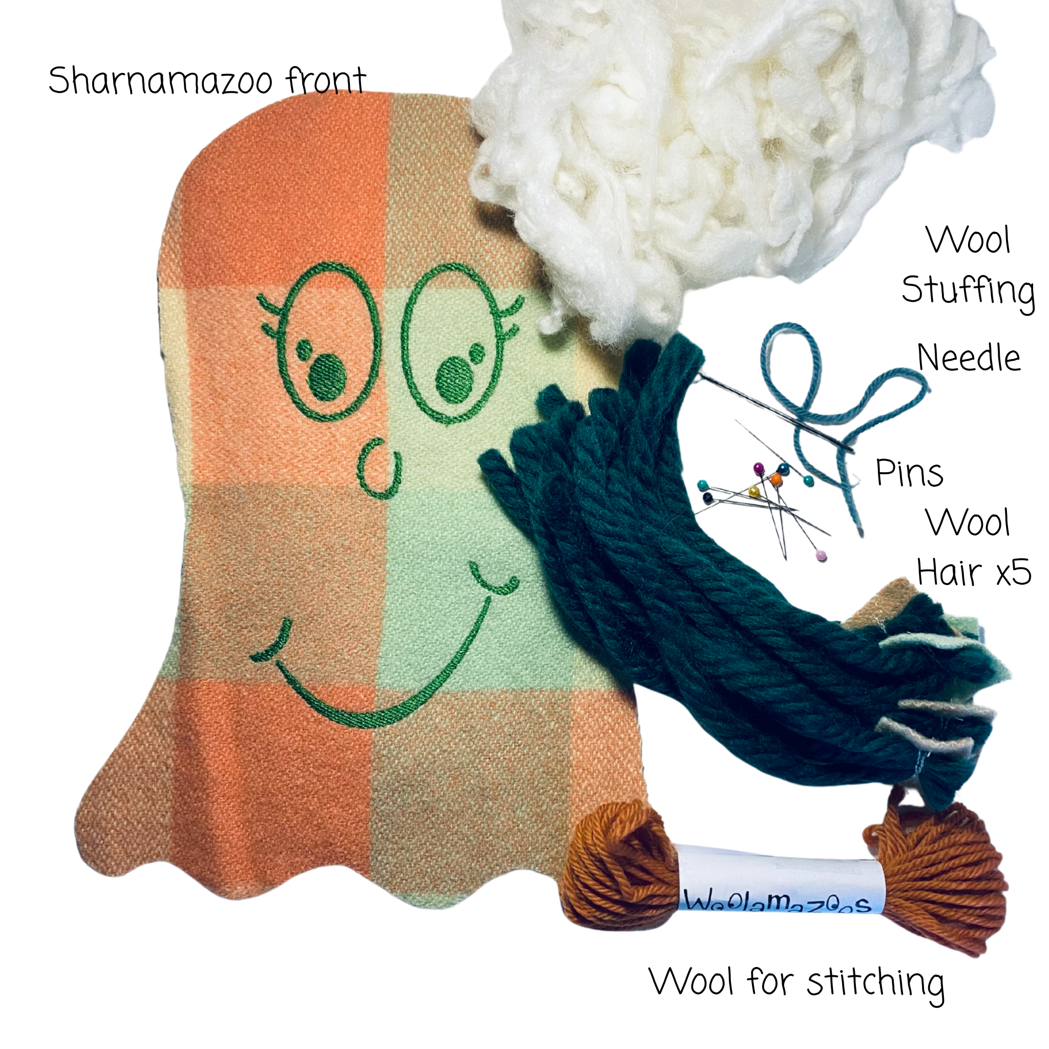 Sharnamazoo kit multi-coloured with green hair