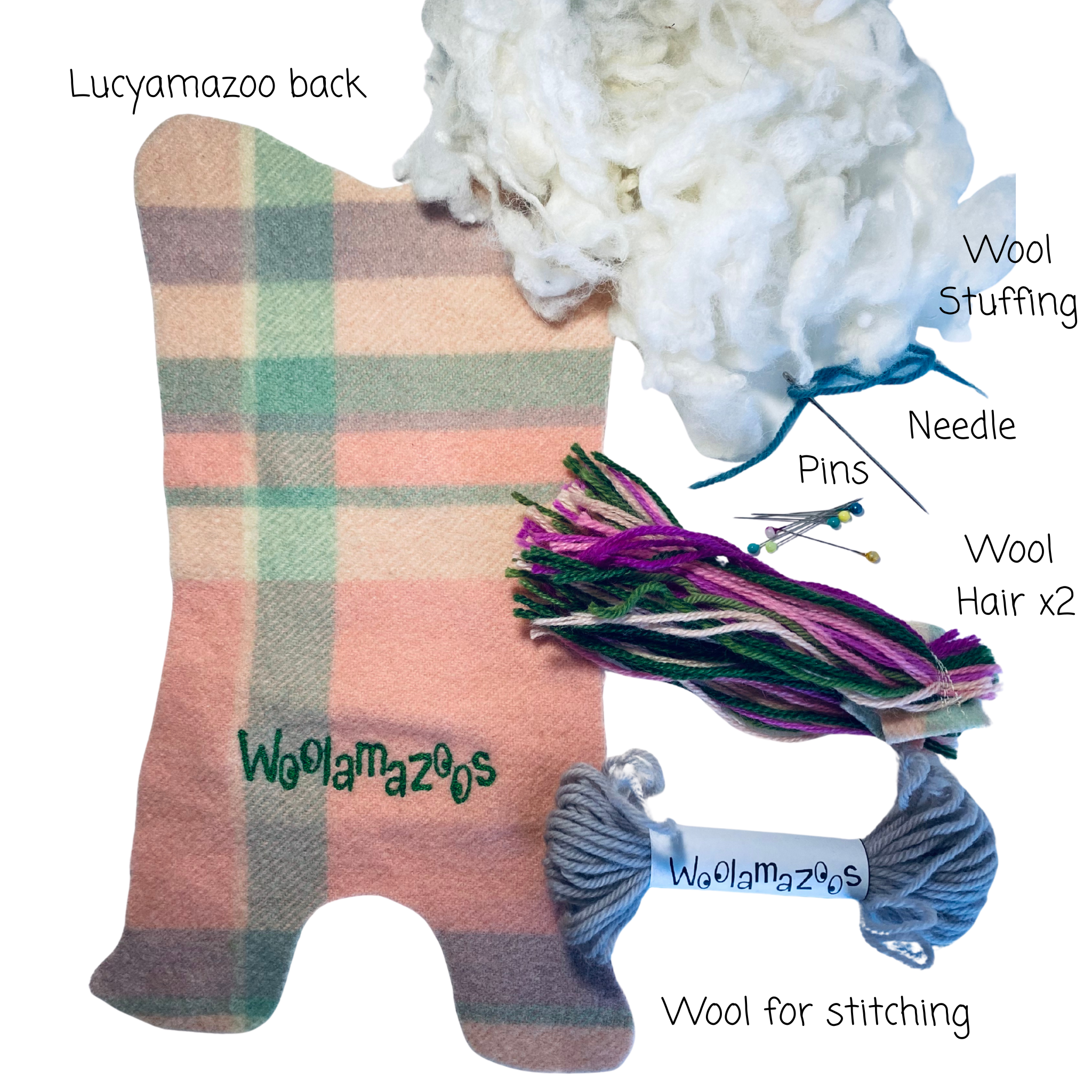 Lucyamazoo kit pink & green with multi-coloured hair