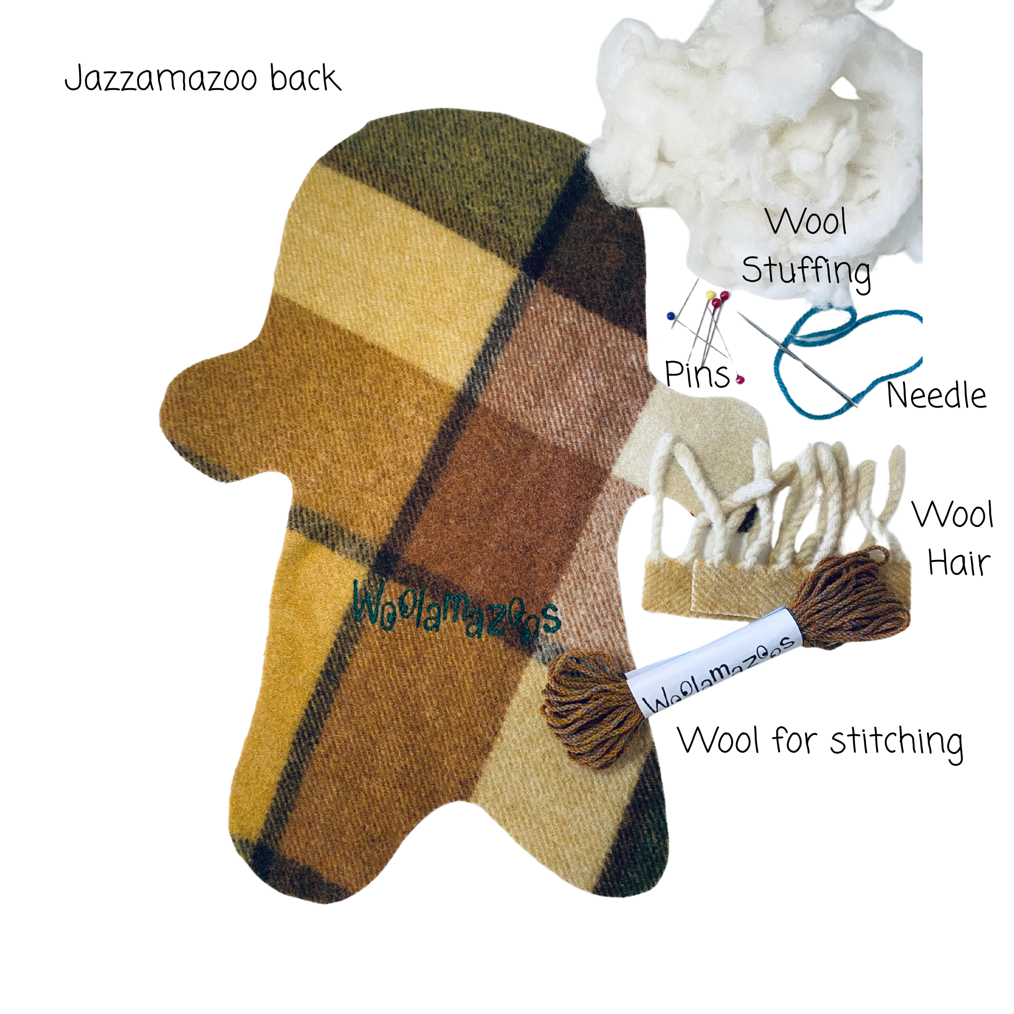 Jazzamazoo kit multi-coloured brown with cream spiky hair