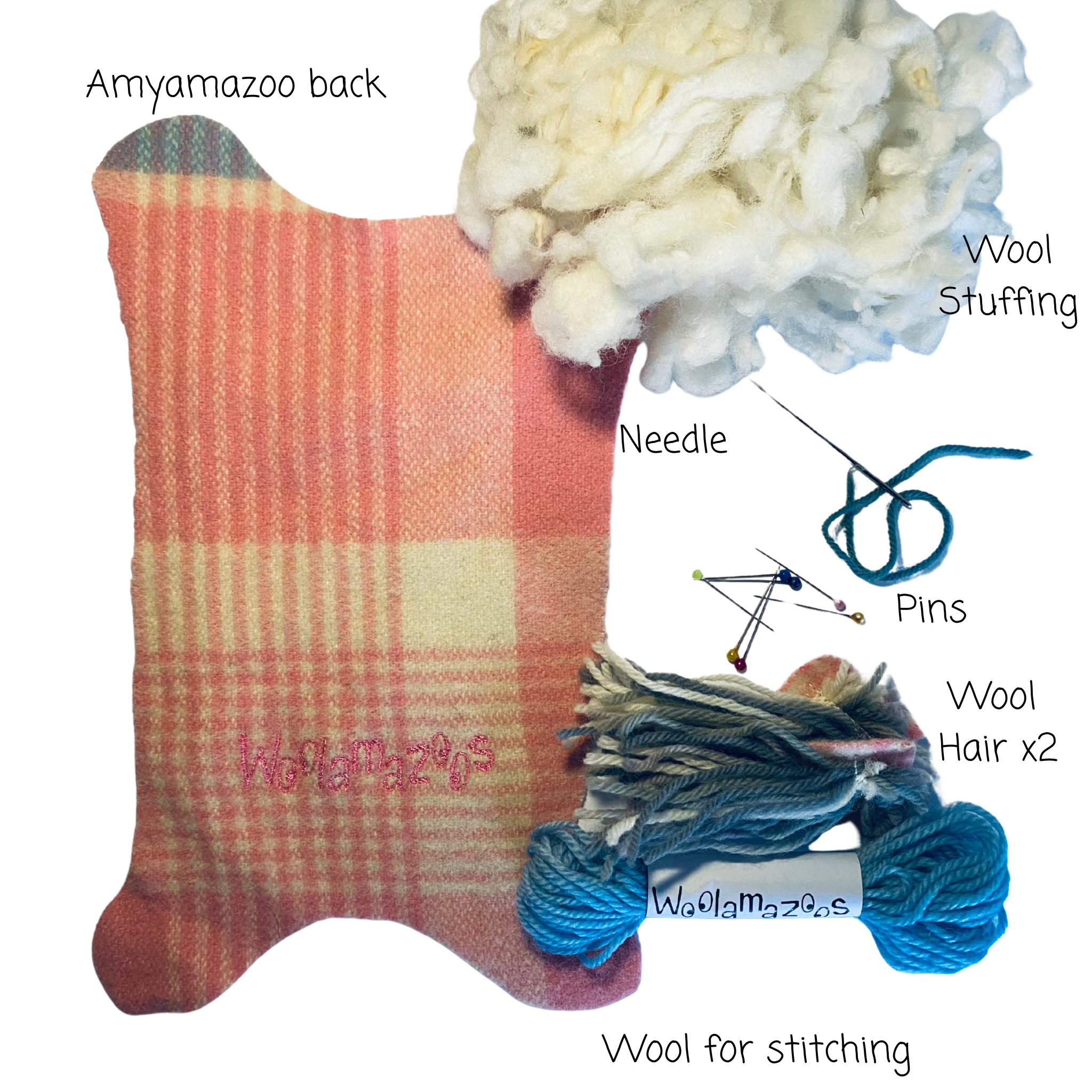 Amyamazoo kit blue & pink with multi-coloured hair