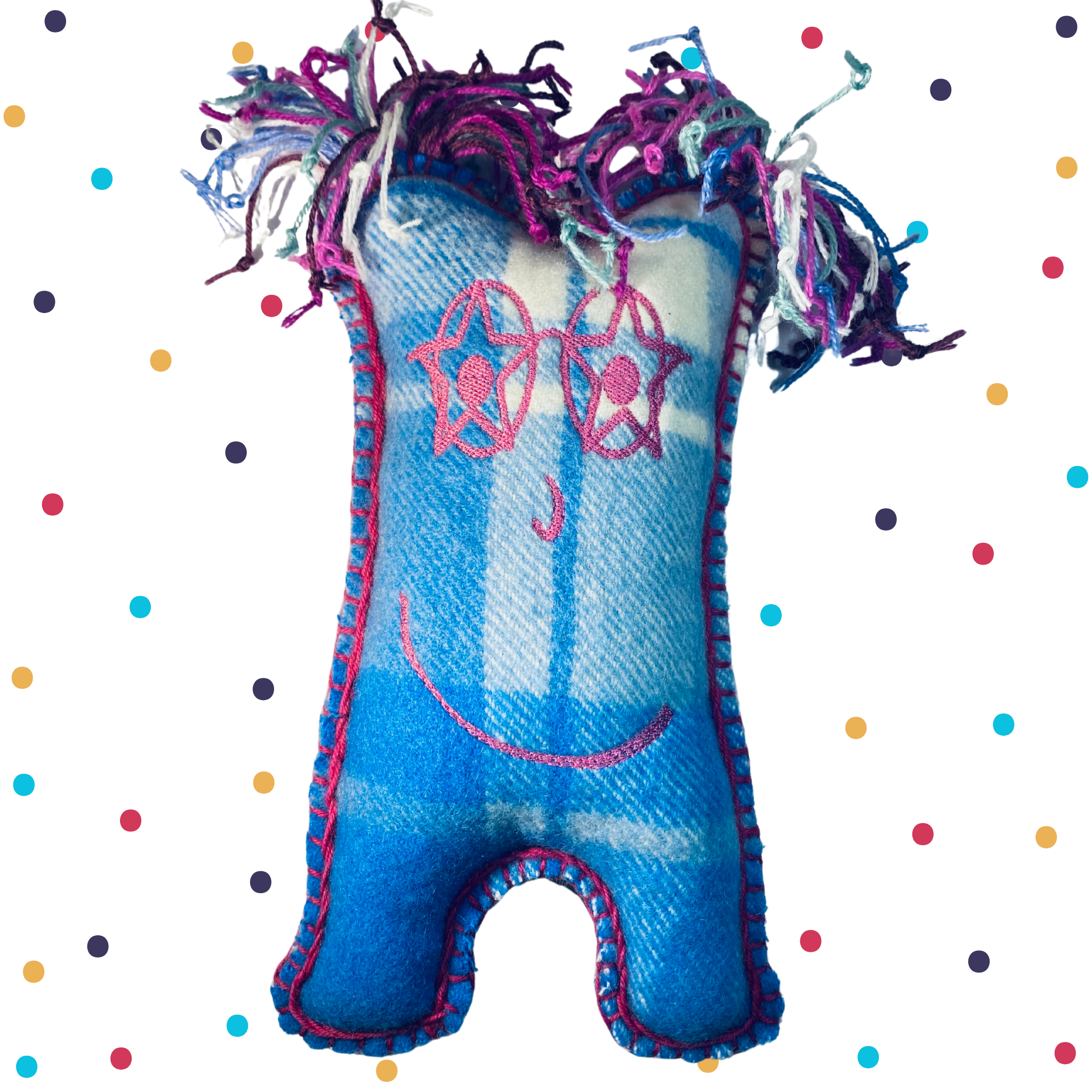 Lucyamazoo blue with multi-coloured hair