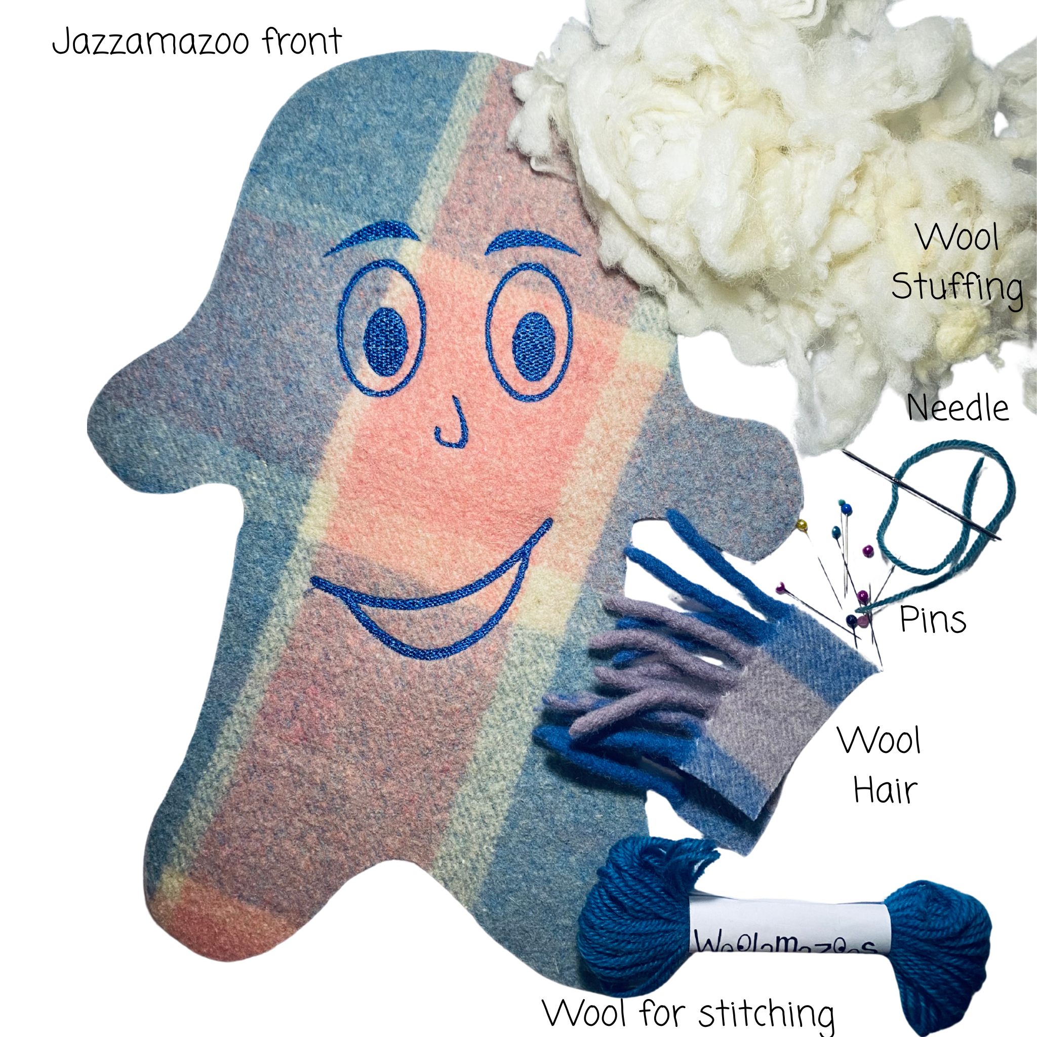 Jazzamazoo kit blue & pink with coloured spiky hair