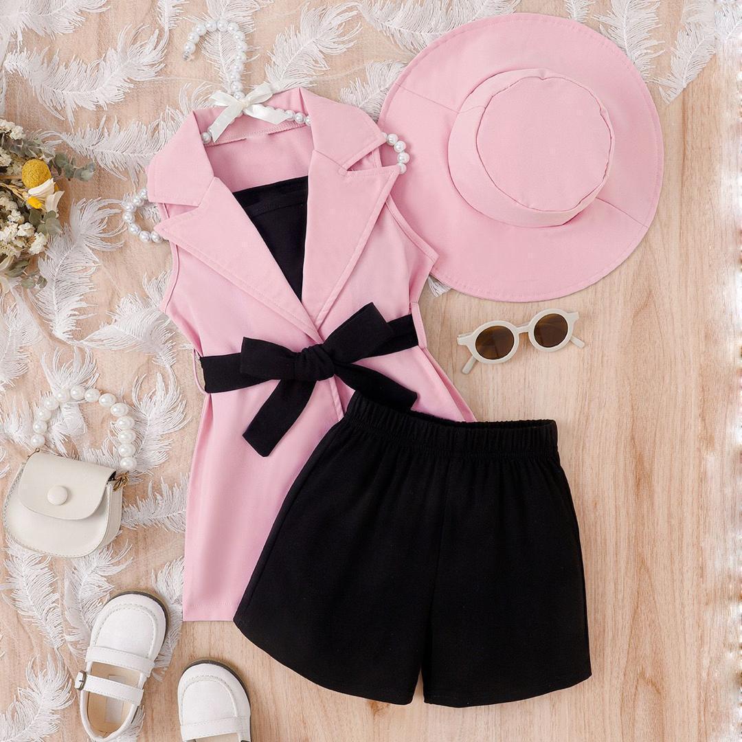 Ensemble fille chic rose et noir