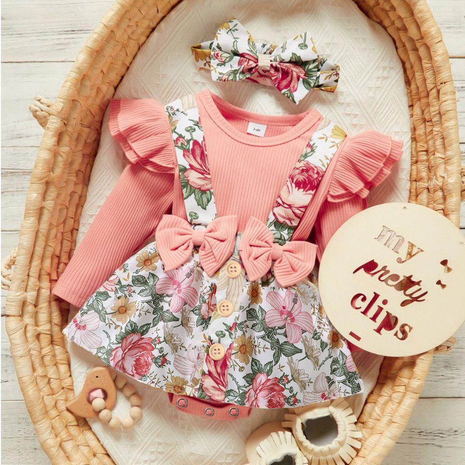 Robe bébé à fleurs et nœuds
