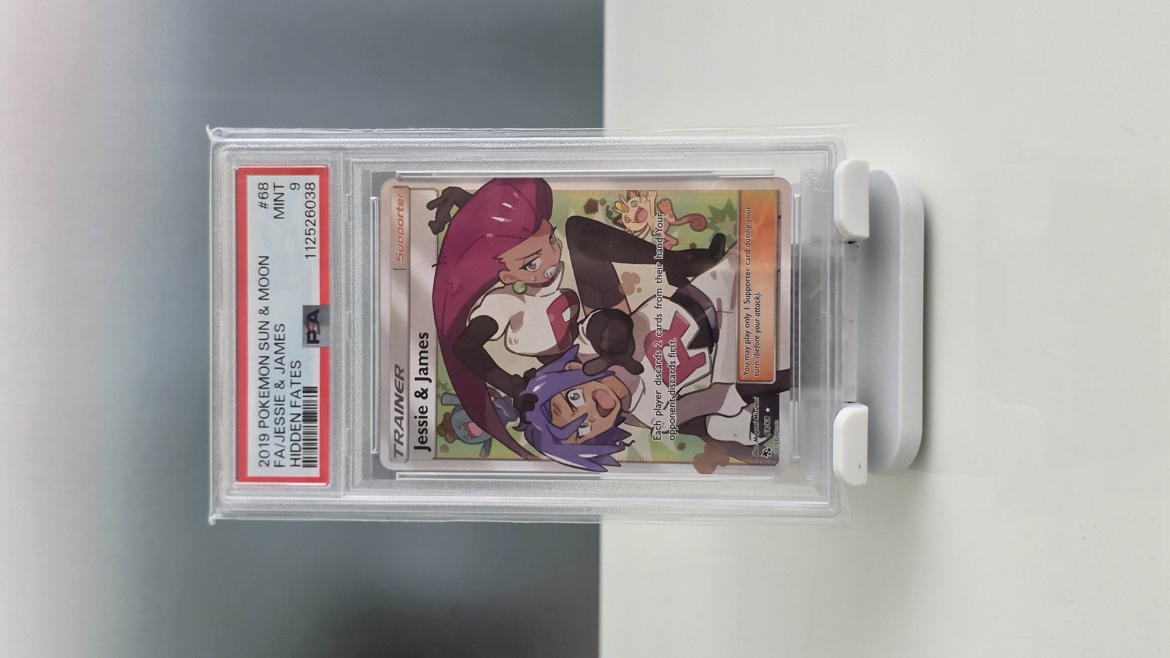 PSA 9 Jessie & James Trainer Card Sun & Moon Hidden Fates 2019