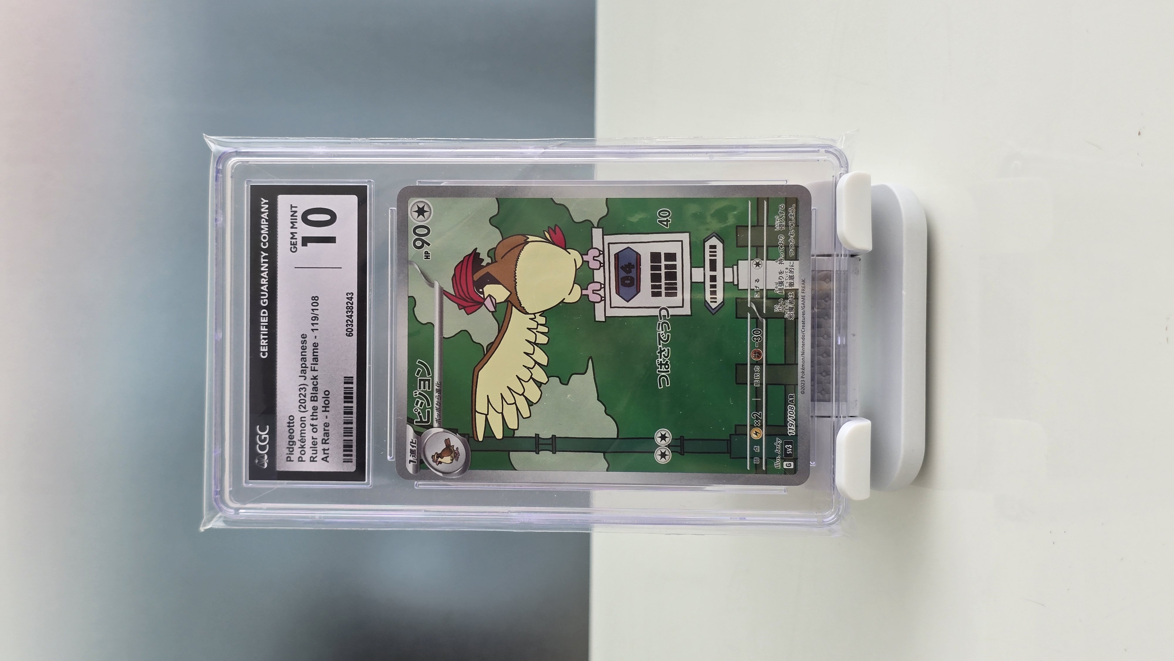 CGC 10 Pidgeotto Japanese Ruler of the Black Flame Art Rare Holo 2023