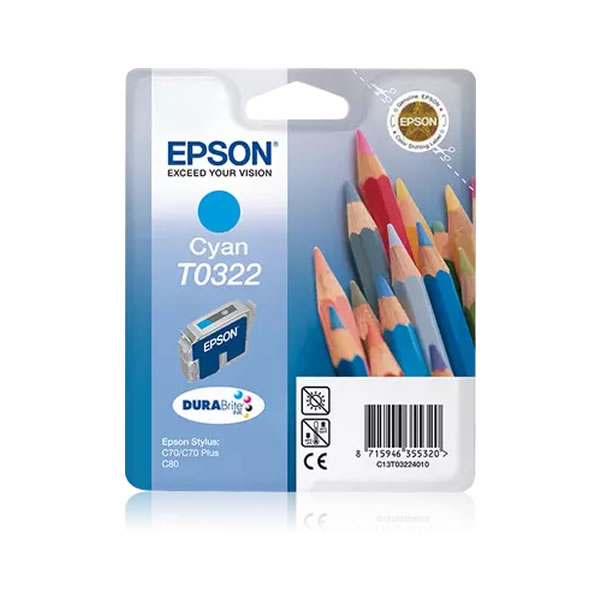 Cartouche EPSON T0322 Cyan/1240p/C80/CX5400/C82N/C70+ -C13T03224010