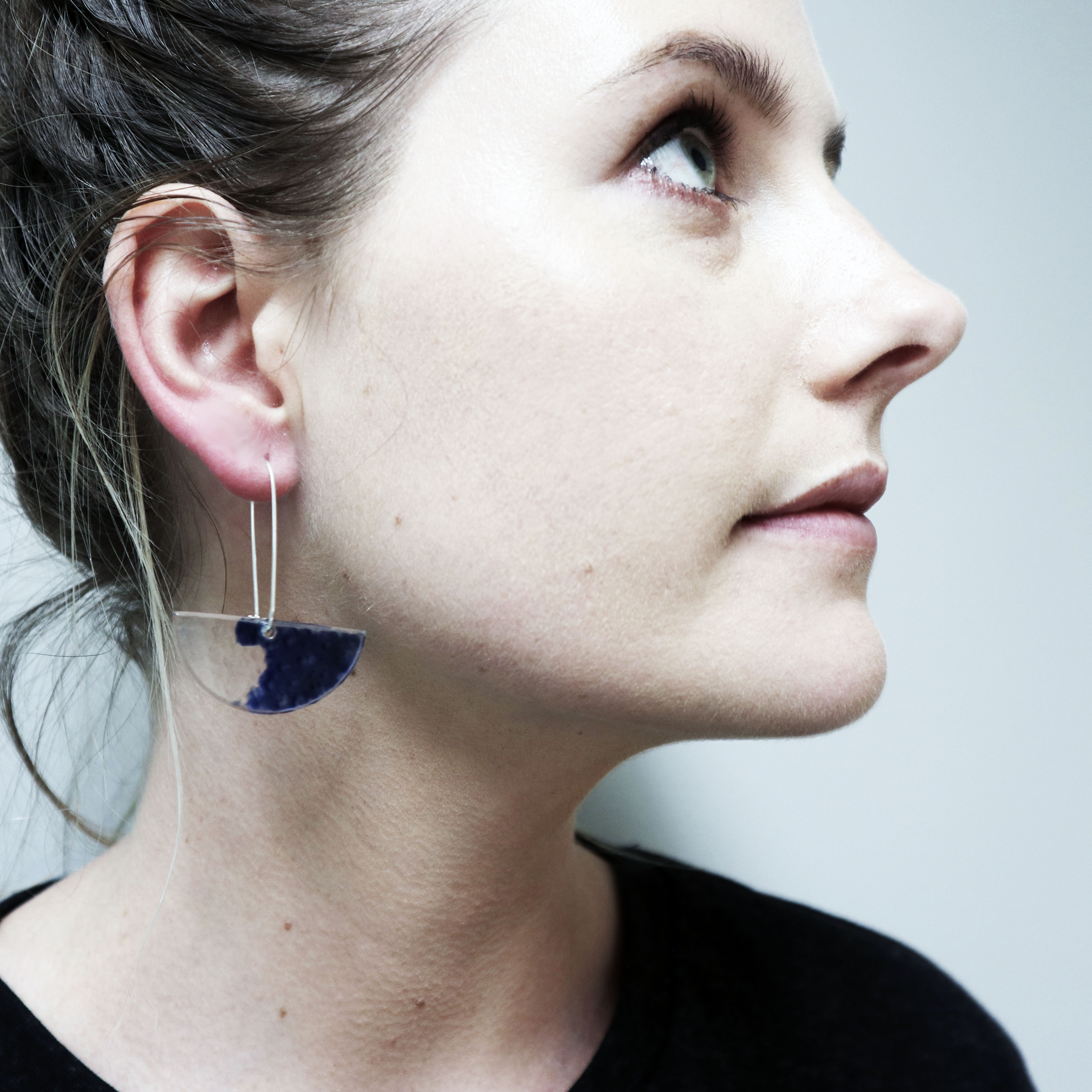 Emerald Green half moon Earrings