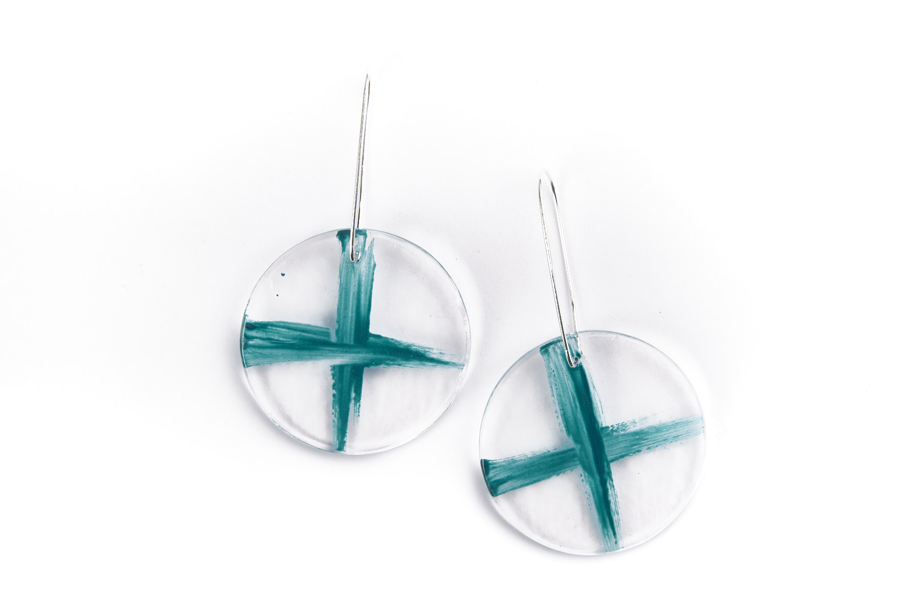 Full Moon Earrings - Teal Green Swish 