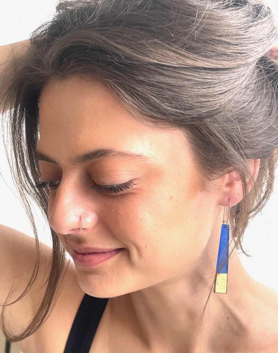 Cobalt Blue and Gold Shard Earrings