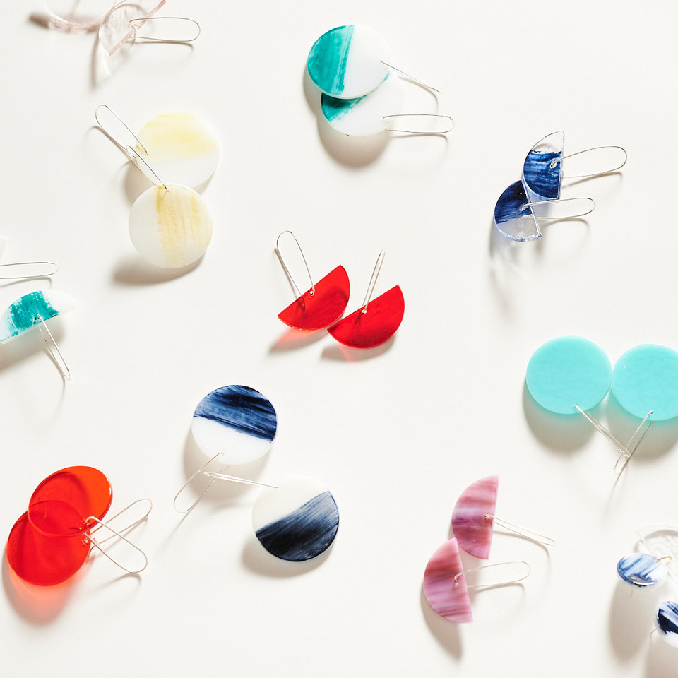 Emerald Green half moon Earrings