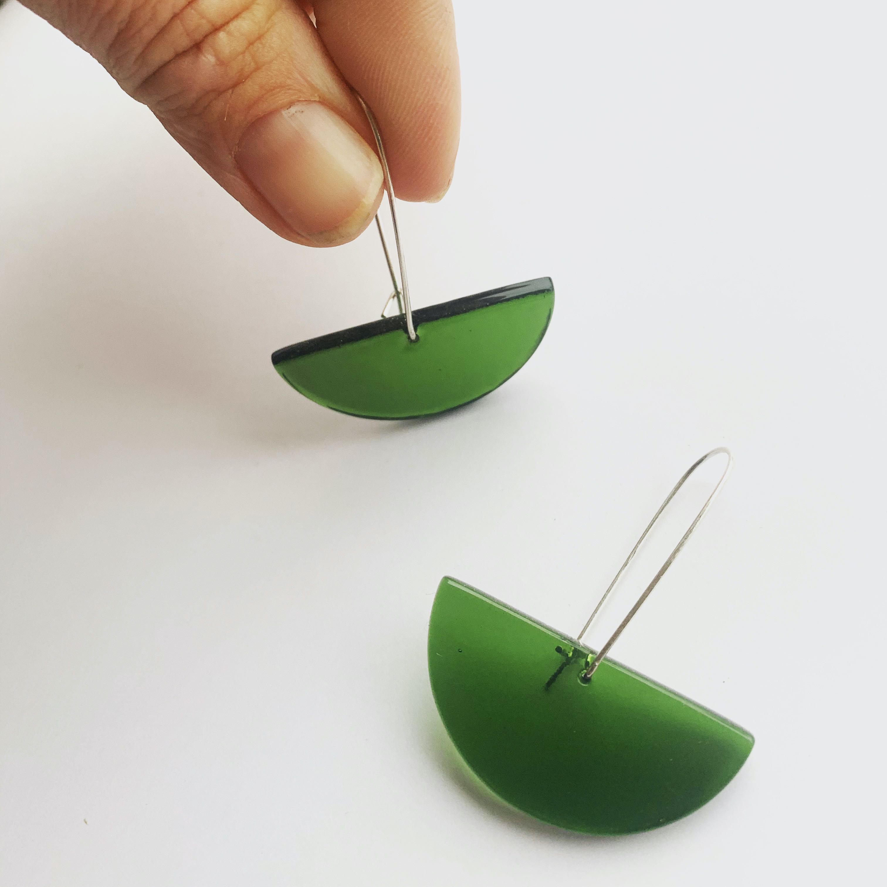 Emerald Green half moon Earrings
