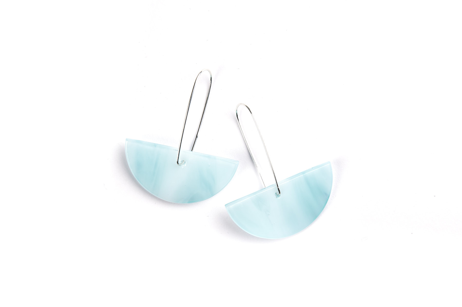 Aqua Half-Moon Earrings
