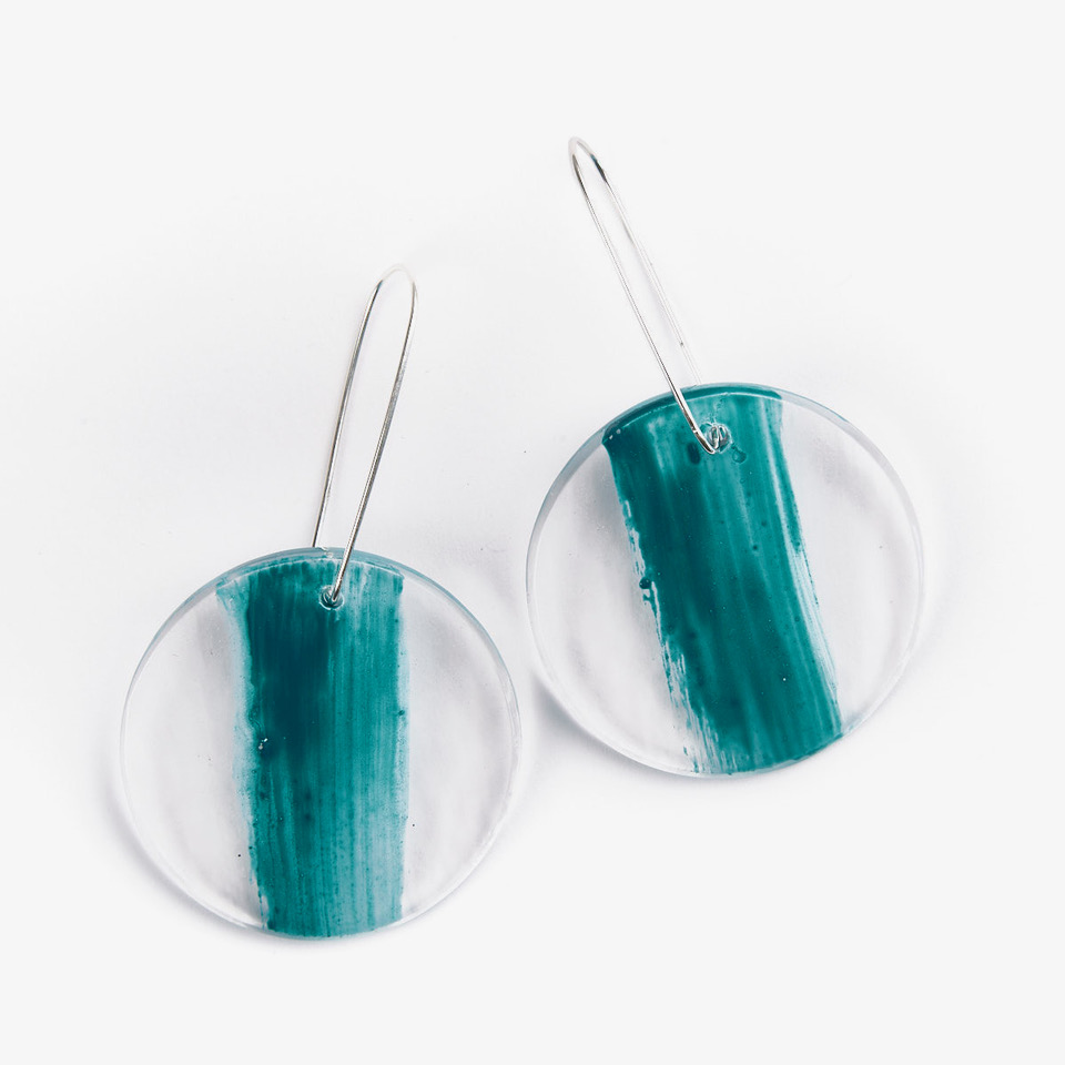 Full Moon Earrings - Teal Green Swish 
