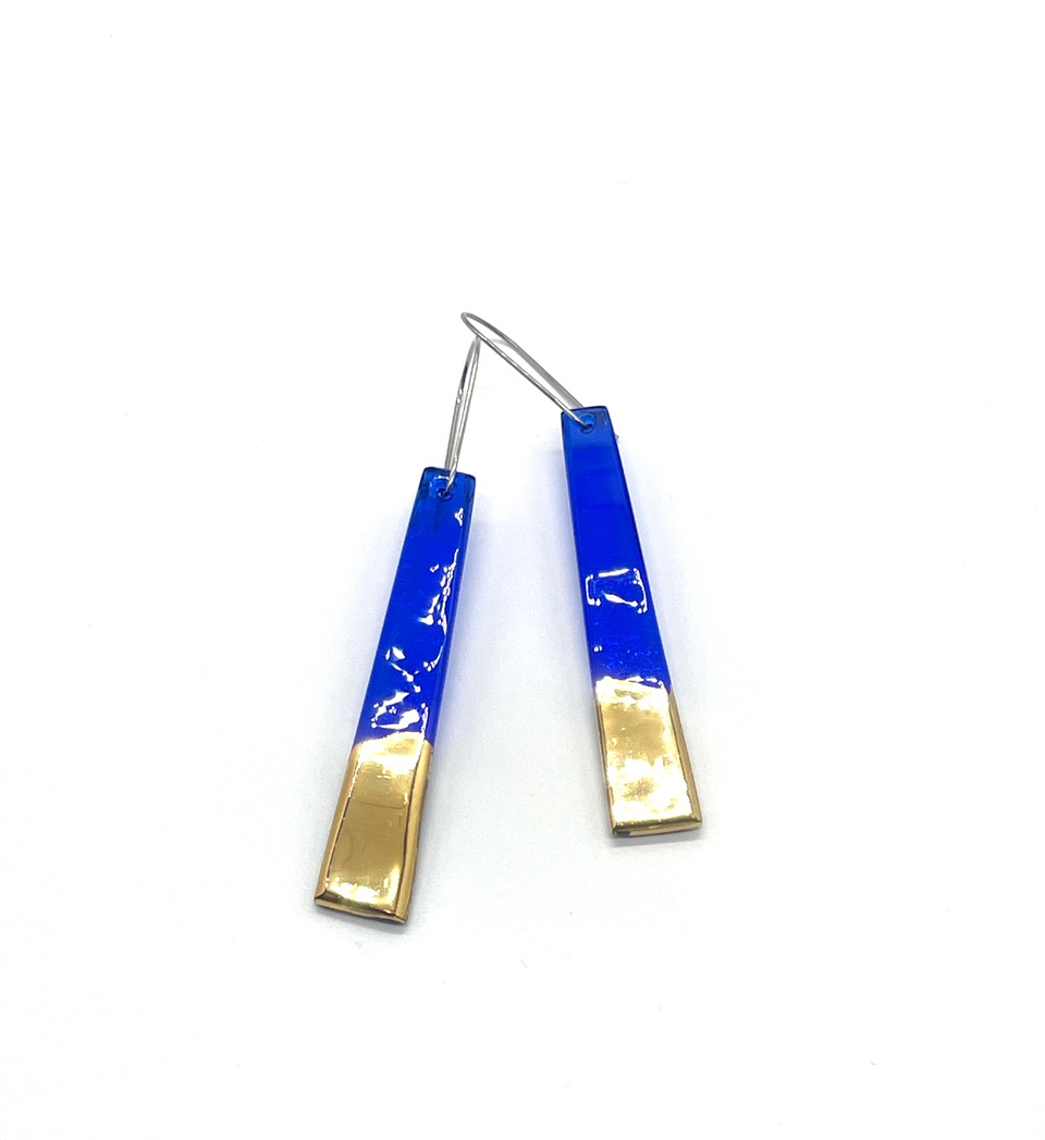 Cobalt Blue and Gold Shard Earrings
