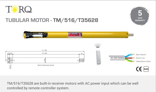 Tubular Motor - 3 WIRE K39 REMOTE & 40/50MM TUBE 6NM/20KGS
