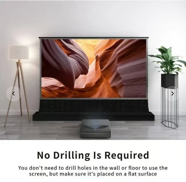 100" (87"x49" )16:9 CRESSIDA-WINGER - GREAT VEIW SERIES FLOOR UP MOTORISED WITH REMOTE ULTRA SHORT THROW ALR PET CRYSTAL ALR (AMBIENT LIGHT REJECTION) 4K FABRIC