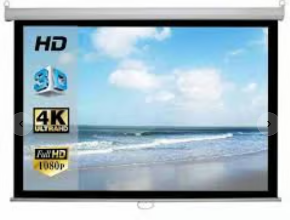 84 Inch 4:3 Aspect Ratio Insta Lock/Auto Lock White Fabric Matte Manual Projection Screen for Classroom, Home Theater or Office (84 Inches, 4:3 Aspect Ratio)