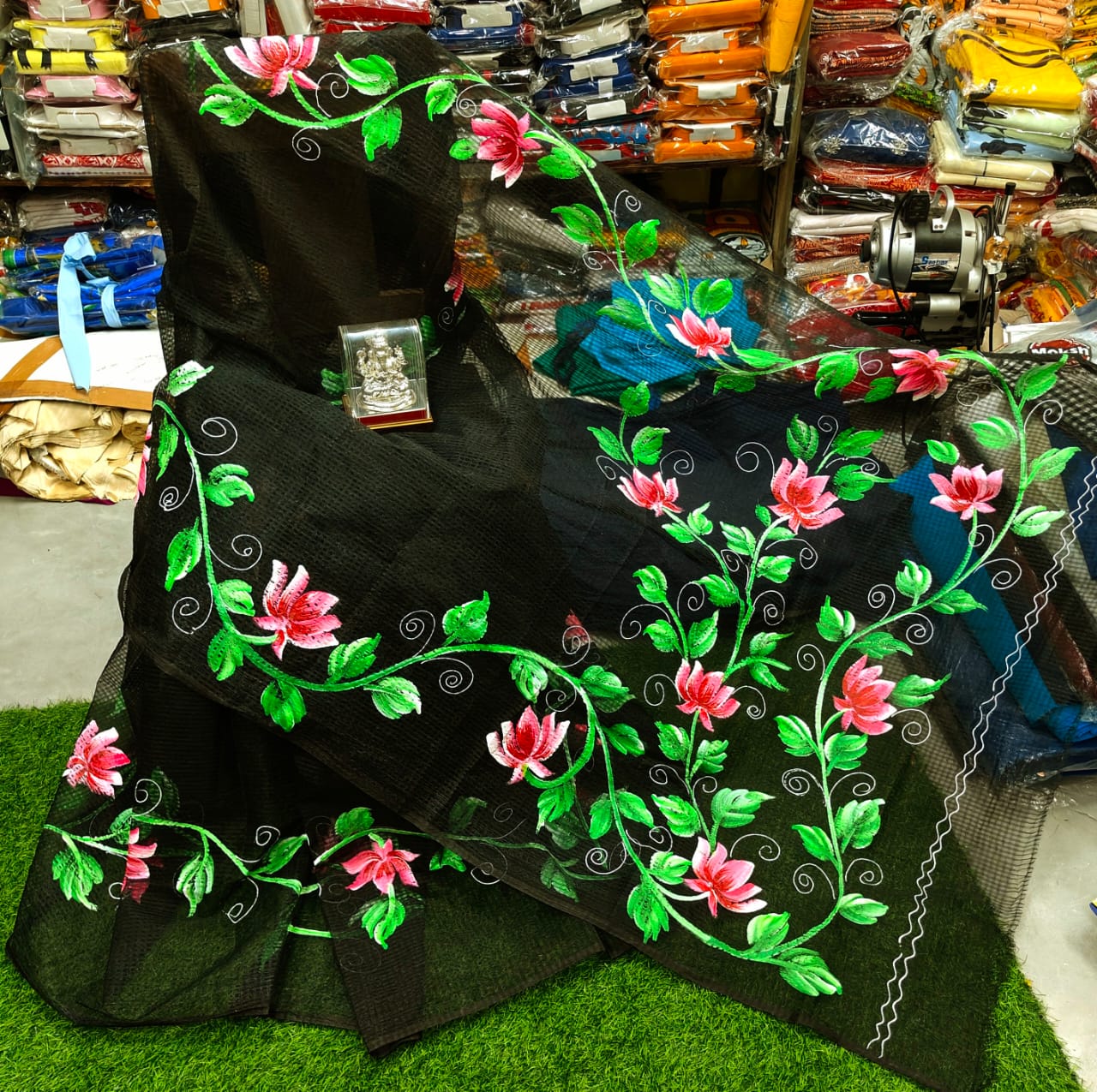 reshom kota hand print saree