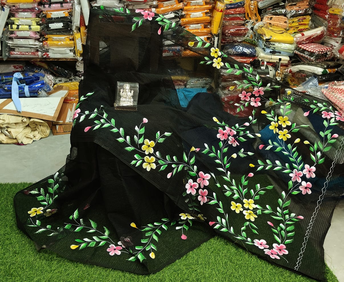 Reshom Kota Handprint Saree