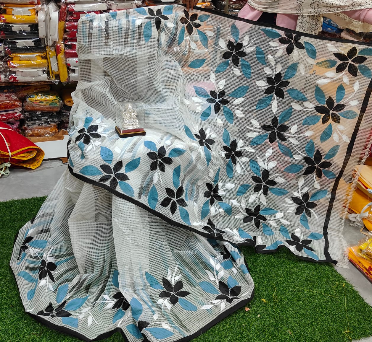 Reshom Kota Handprint Saree