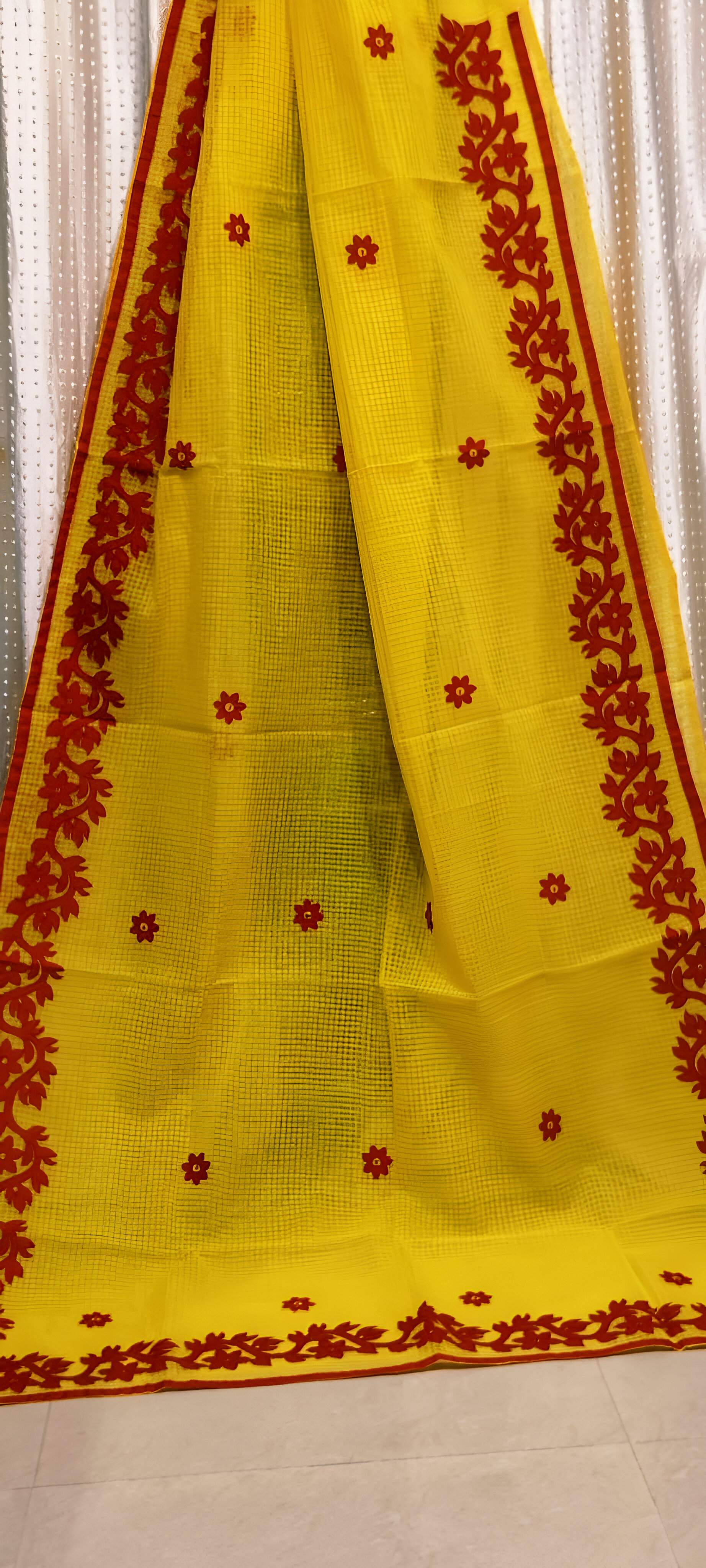 🌼 PURE COTTON APPLIQUÉ WORK SAREE 🌼