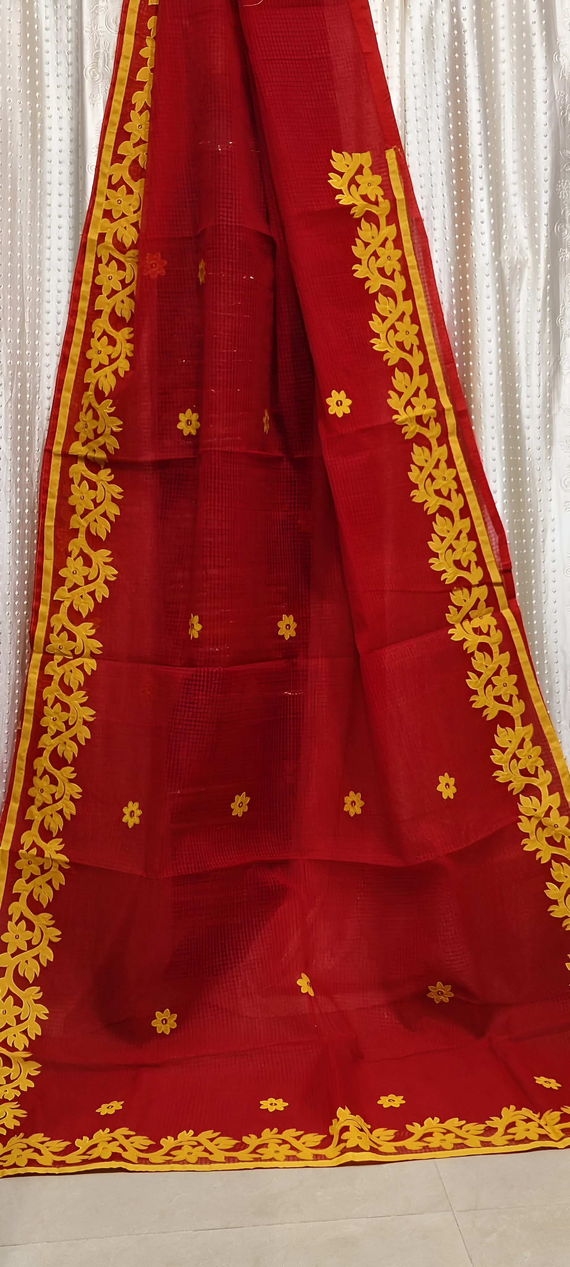 🌼 PURE COTTON APPLIQUÉ WORK SAREE 🌼