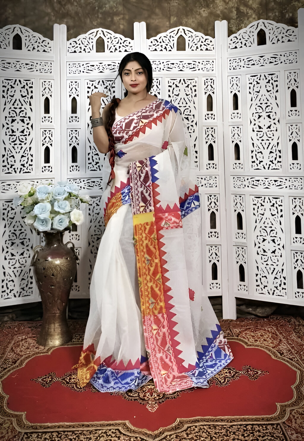 🌼 MIX MATCH AJRAKH WORK SAREE 🌼